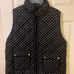 Navy with white polka dot puffer vest